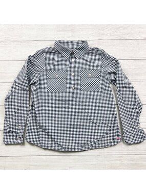 Vineyard Vines Boys Navy White Gingham Long Sleeve Performance Shirt L 14